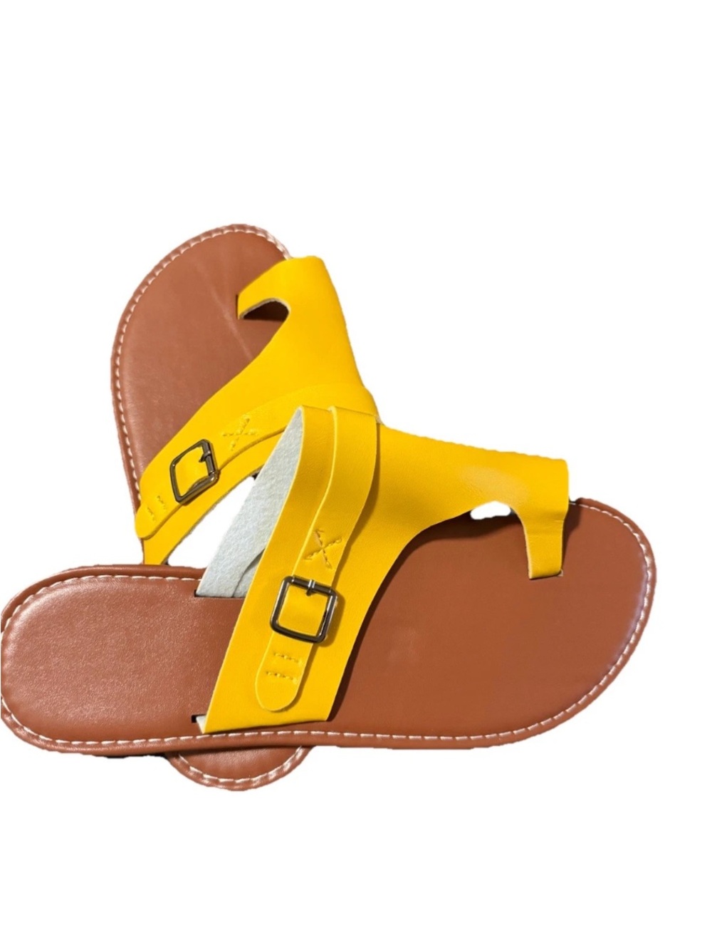 Yellow Women's Slide Sandals with Buckle - Unbranded